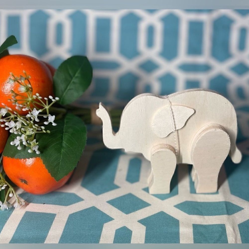 NEW Elephant Wooden Natural Unfinished Animals Do It Yourself Ready to Paint &